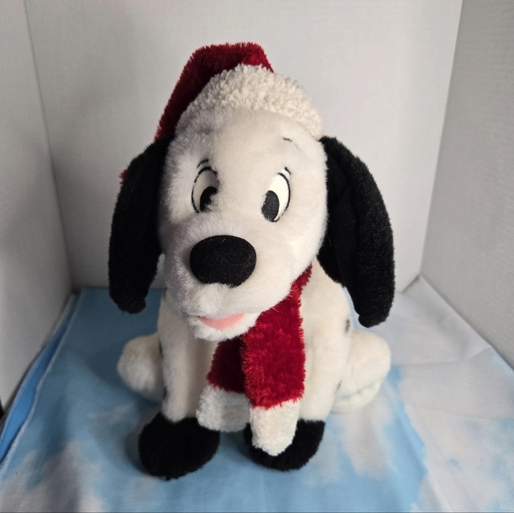 Disney Store Holiday 101 Dalmatians Dog Plush 12" Christmas 2000 Hat Vintage